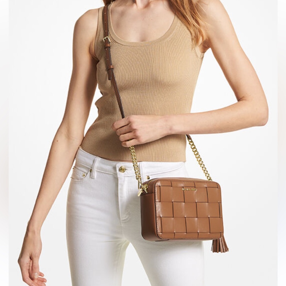 MICHAEL Michael Kors Brown Gold Crossbody Bag with Tassel